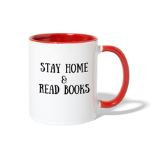 Load image into Gallery viewer, Stay Home & Read Books Contrast Coffee Mug - white/red