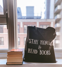 Load image into Gallery viewer, Stay Home &amp; Read Books Tote Bag
