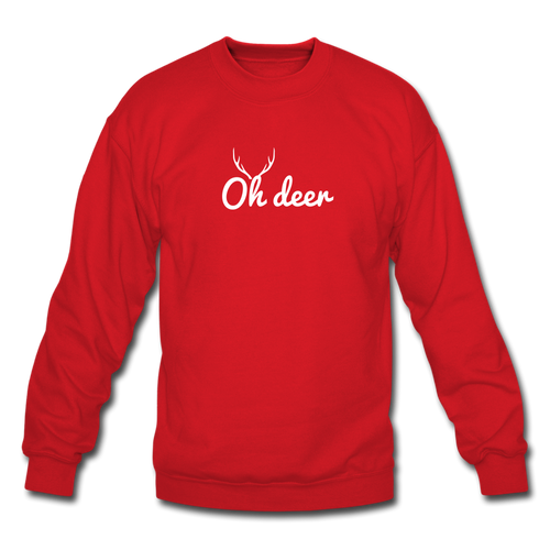 Oh Deer Crewneck Sweatshirt - red