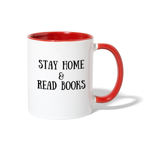 Stay Home & Read Books Contrast Coffee Mug - white/red