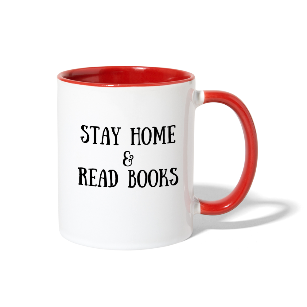 Stay Home & Read Books Contrast Coffee Mug - white/red