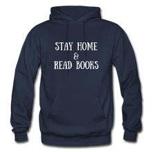 Load image into Gallery viewer, Stay Home &amp; Read books Unisex Adult Hoodie - navy
