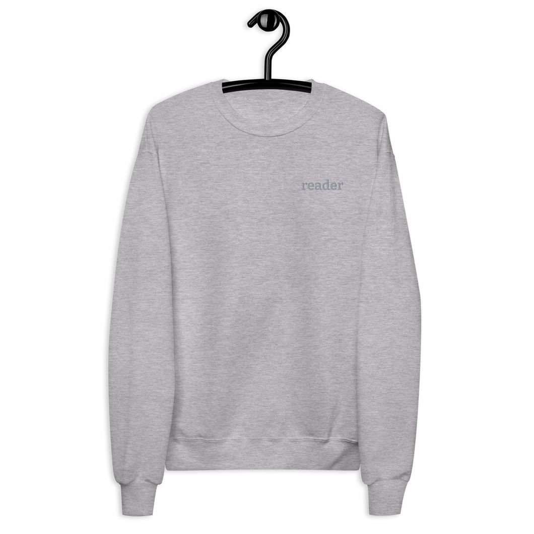 Reader embroidered  fleece sweatshirt